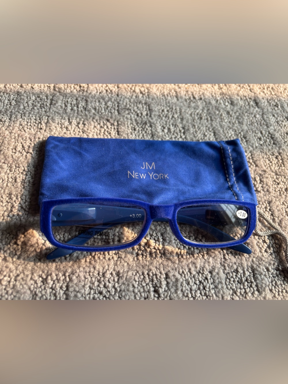JM New York Royal Blue Reading Glasses with Pouch